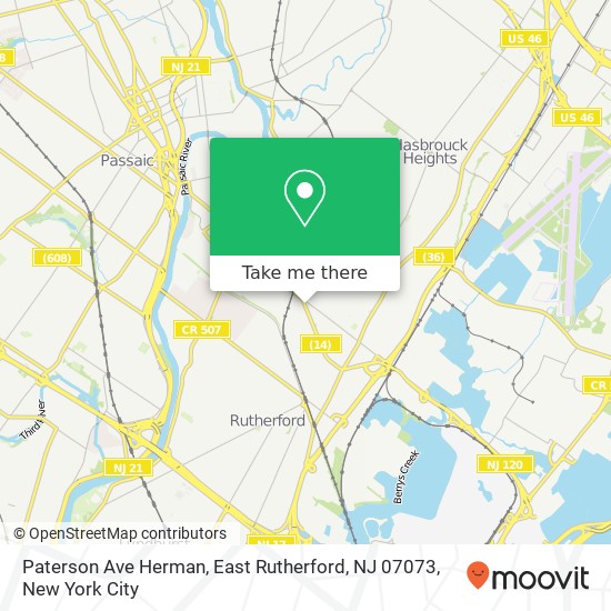 Mapa de Paterson Ave Herman, East Rutherford, NJ 07073