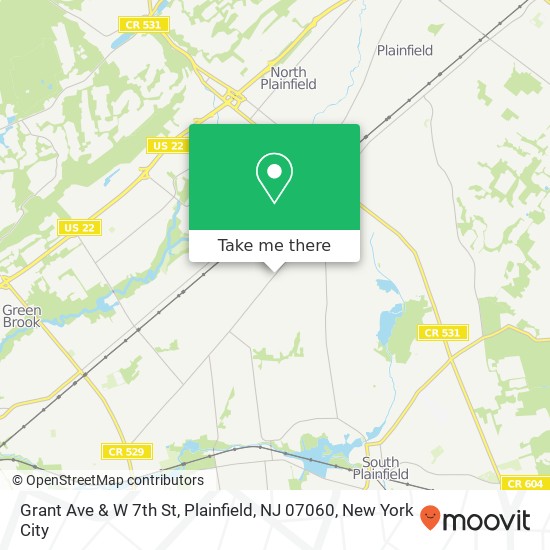 Mapa de Grant Ave & W 7th St, Plainfield, NJ 07060