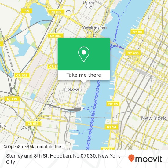 Mapa de Stanley and 8th St, Hoboken, NJ 07030