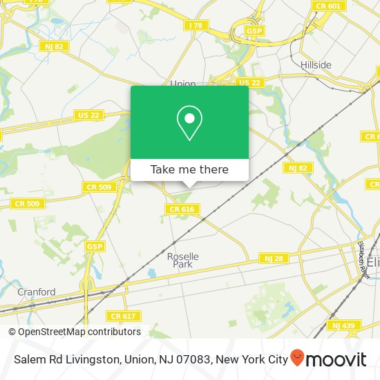 Mapa de Salem Rd Livingston, Union, NJ 07083