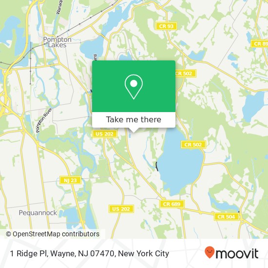 Mapa de 1 Ridge Pl, Wayne, NJ 07470