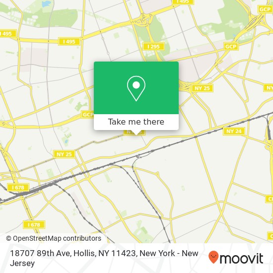 Mapa de 18707 89th Ave, Hollis, NY 11423