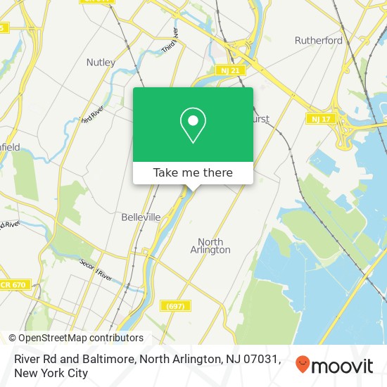 River Rd and Baltimore, North Arlington, NJ 07031 map