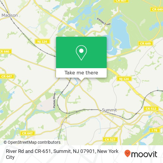 River Rd and CR-651, Summit, NJ 07901 map