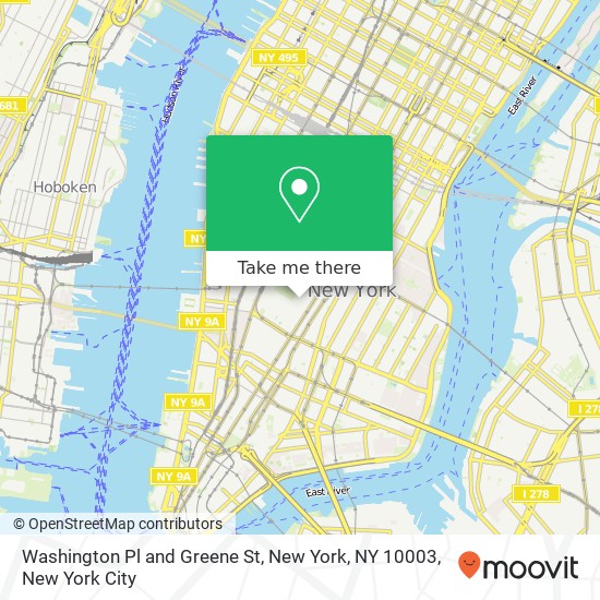 Washington Pl and Greene St, New York, NY 10003 map