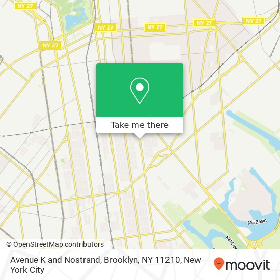Avenue K and Nostrand, Brooklyn, NY 11210 map