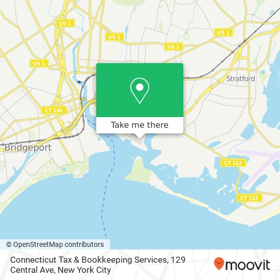 Mapa de Connecticut Tax & Bookkeeping Services, 129 Central Ave