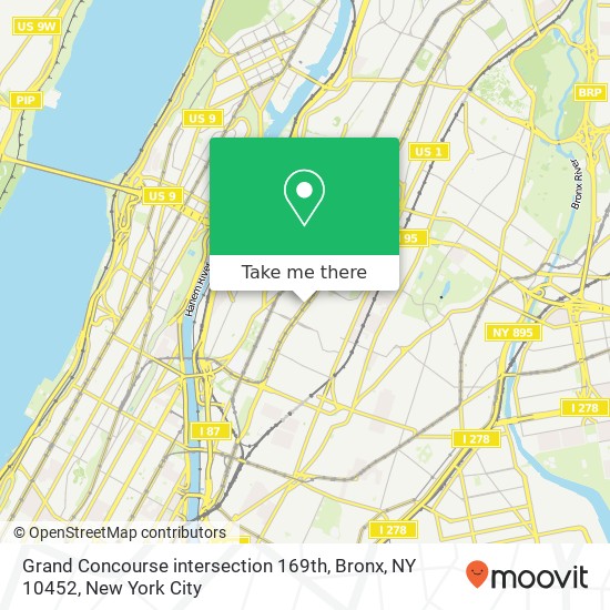 Mapa de Grand Concourse intersection 169th, Bronx, NY 10452