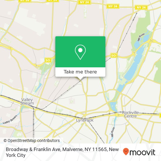 Mapa de Broadway & Franklin Ave, Malverne, NY 11565