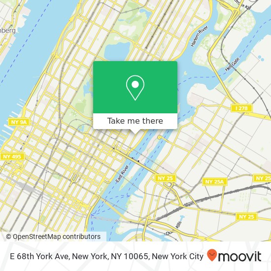 E 68th York Ave, New York, NY 10065 map
