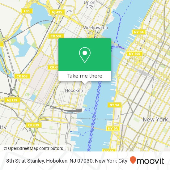 Mapa de 8th St at Stanley, Hoboken, NJ 07030