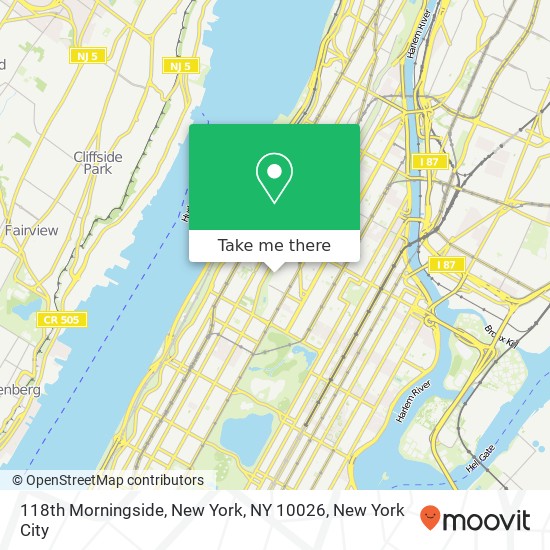 118th Morningside, New York, NY 10026 map