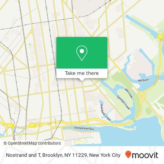 Mapa de Nostrand and T, Brooklyn, NY 11229