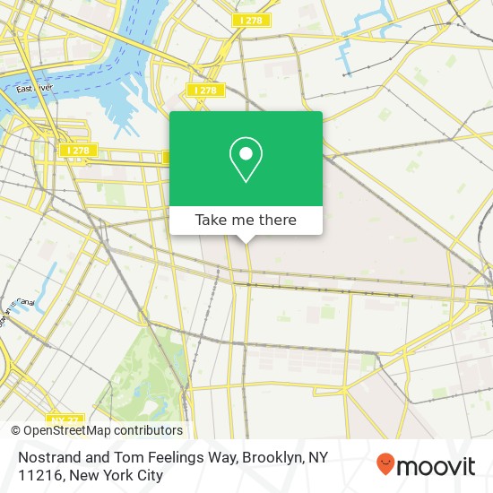 Nostrand and Tom Feelings Way, Brooklyn, NY 11216 map
