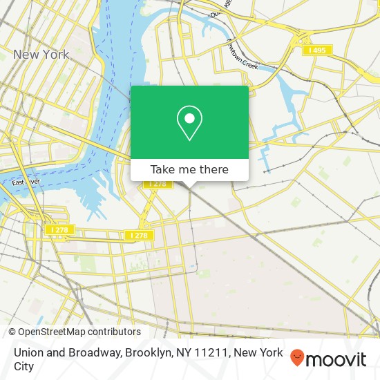 Mapa de Union and Broadway, Brooklyn, NY 11211