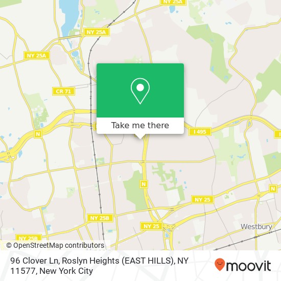 Mapa de 96 Clover Ln, Roslyn Heights (EAST HILLS), NY 11577