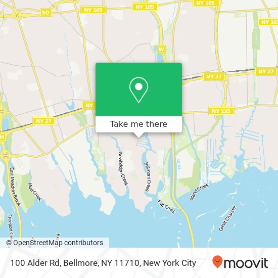 Mapa de 100 Alder Rd, Bellmore, NY 11710