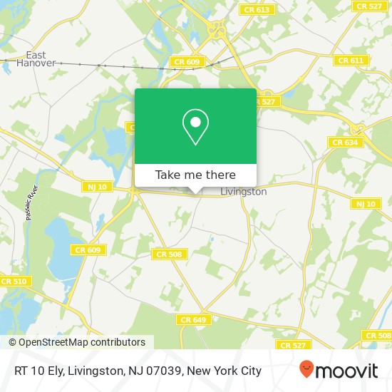 Mapa de RT 10 Ely, Livingston, NJ 07039