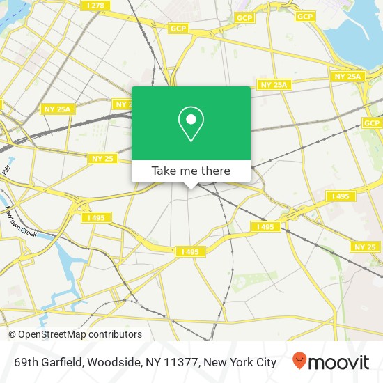 Mapa de 69th Garfield, Woodside, NY 11377