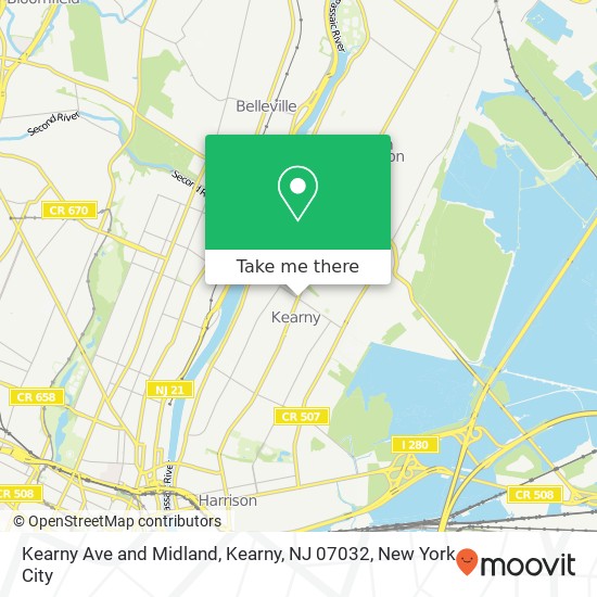 Mapa de Kearny Ave and Midland, Kearny, NJ 07032