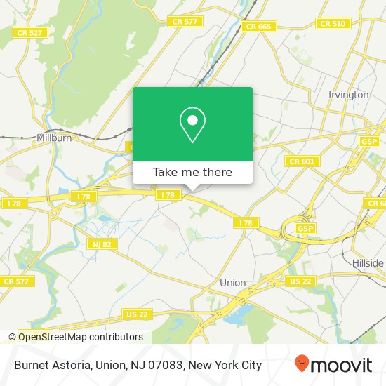 Mapa de Burnet Astoria, Union, NJ 07083
