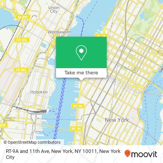 Mapa de RT-9A and 11th Ave, New York, NY 10011
