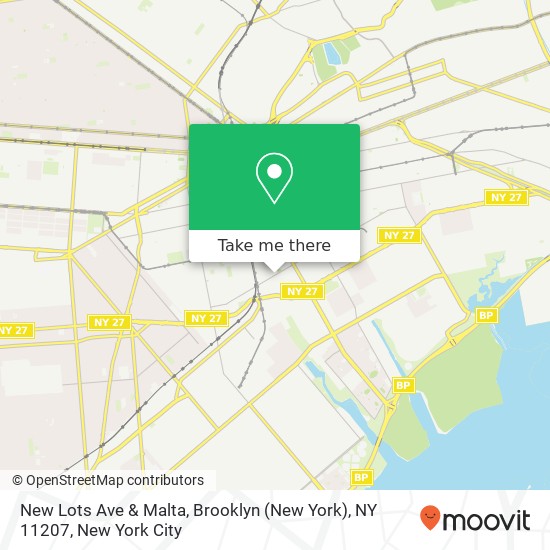 Mapa de New Lots Ave & Malta, Brooklyn (New York), NY 11207