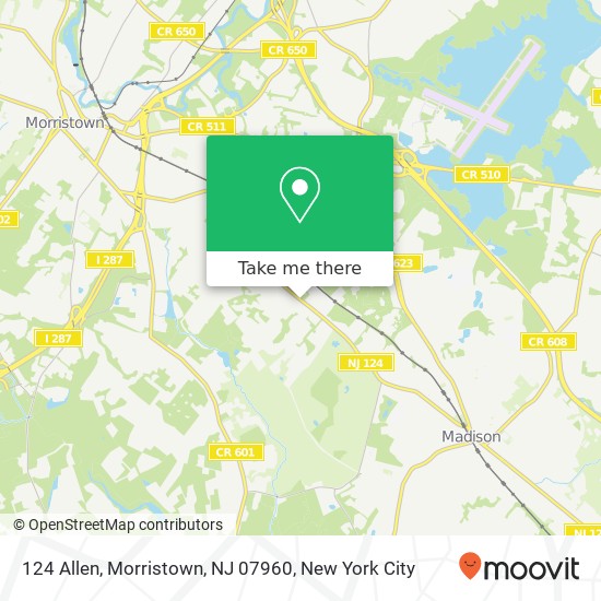 Mapa de 124 Allen, Morristown, NJ 07960