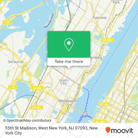 Mapa de 55th St Madison, West New York, NJ 07093