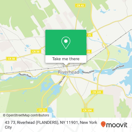 Mapa de 43 73, Riverhead (FLANDERS), NY 11901