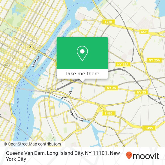 Mapa de Queens Van Dam, Long Island City, NY 11101