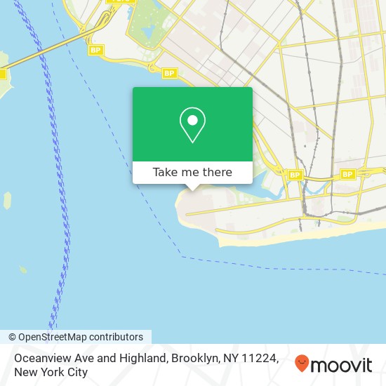 Mapa de Oceanview Ave and Highland, Brooklyn, NY 11224