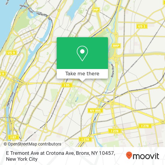 Mapa de E Tremont Ave at Crotona Ave, Bronx, NY 10457