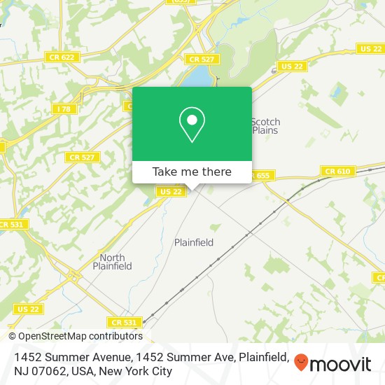 1452 Summer Avenue, 1452 Summer Ave, Plainfield, NJ 07062, USA map