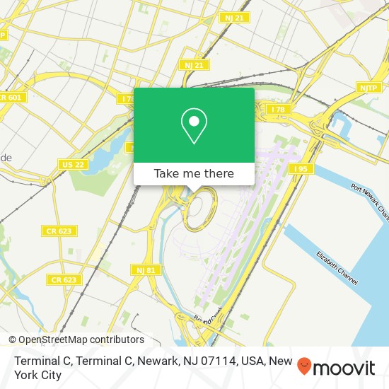 Mapa de Terminal C, Terminal C, Newark, NJ 07114, USA