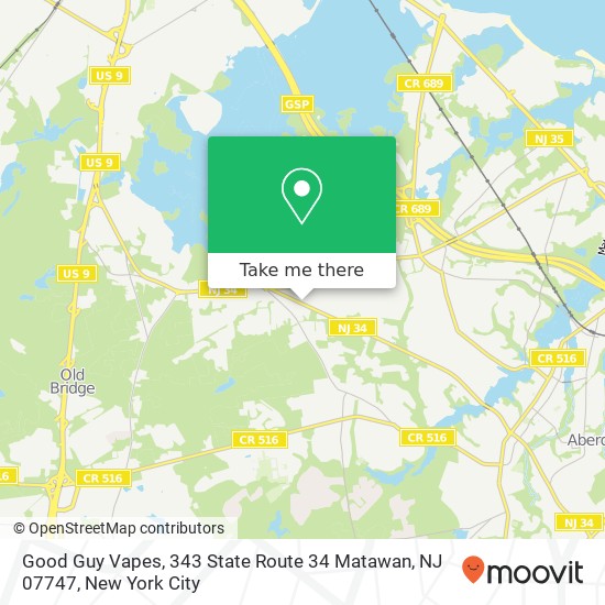 Mapa de Good Guy Vapes, 343 State Route 34 Matawan, NJ 07747