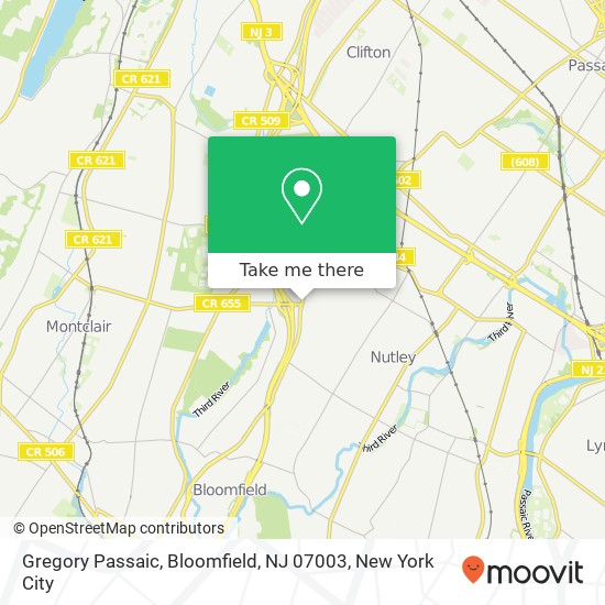 Mapa de Gregory Passaic, Bloomfield, NJ 07003