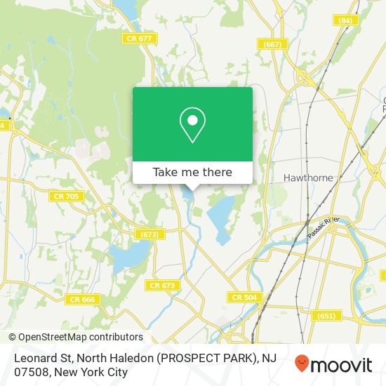 Mapa de Leonard St, North Haledon (PROSPECT PARK), NJ 07508