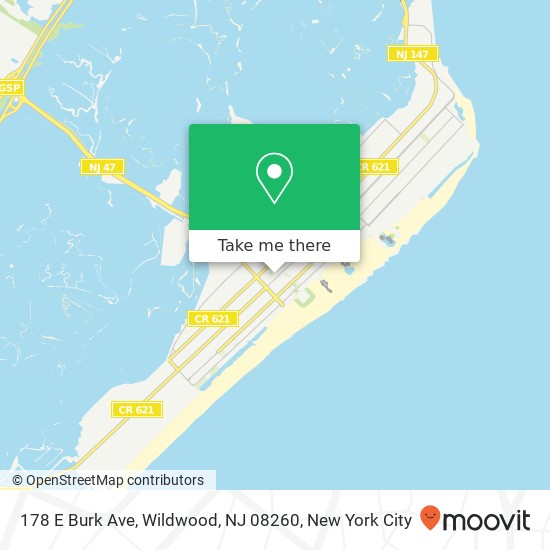 Mapa de 178 E Burk Ave, Wildwood, NJ 08260