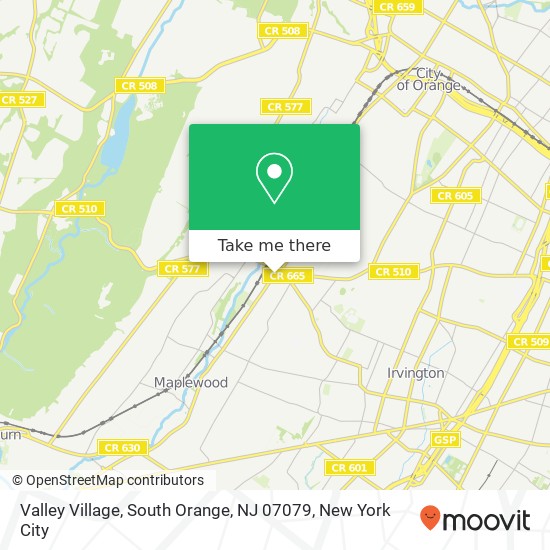 Mapa de Valley Village, South Orange, NJ 07079
