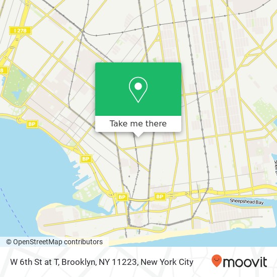 Mapa de W 6th St at T, Brooklyn, NY 11223