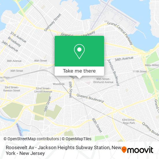 Mapa de Roosevelt Av - Jackson Heights Subway Station
