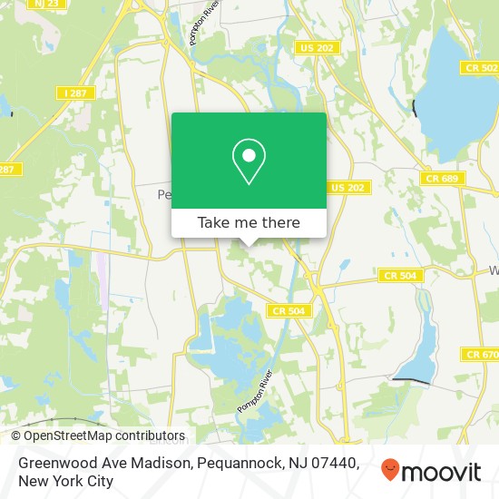Mapa de Greenwood Ave Madison, Pequannock, NJ 07440