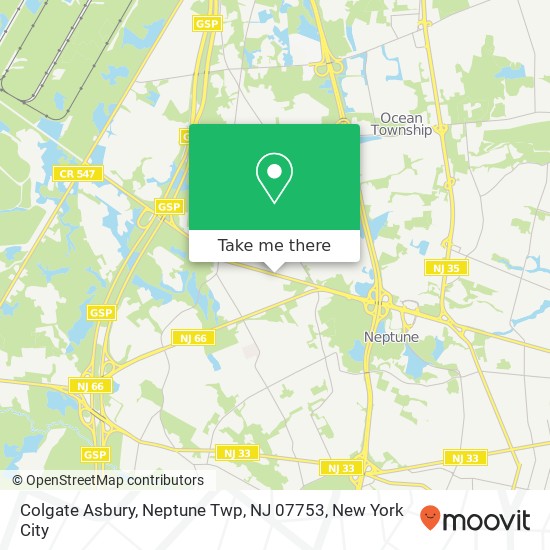 Mapa de Colgate Asbury, Neptune Twp, NJ 07753