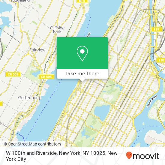 W 100th and Riverside, New York, NY 10025 map