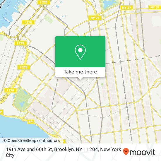 Mapa de 19th Ave and 60th St, Brooklyn, NY 11204