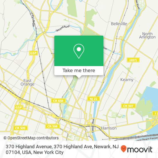 370 Highland Avenue, 370 Highland Ave, Newark, NJ 07104, USA map