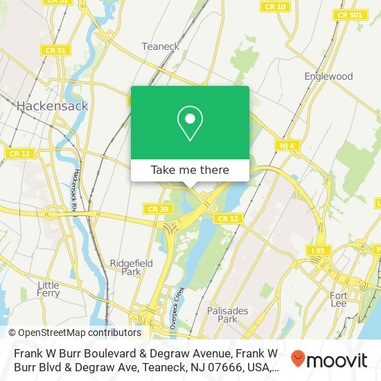Mapa de Frank W Burr Boulevard & Degraw Avenue, Frank W Burr Blvd & Degraw Ave, Teaneck, NJ 07666, USA