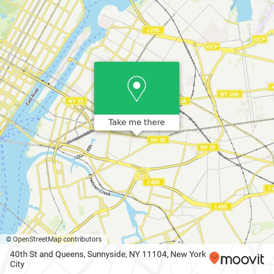Mapa de 40th St and Queens, Sunnyside, NY 11104