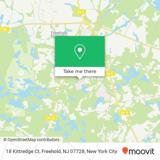 Mapa de 18 Kittredge Ct, Freehold, NJ 07728